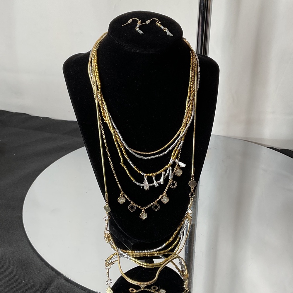 Elegant Gold and Silver Layered Necklace Set
